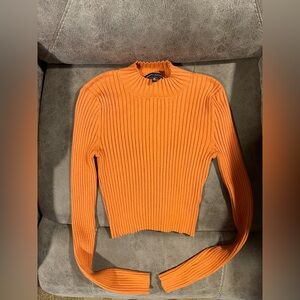 Kendall & Kylie Orange Ribbed Crop Top